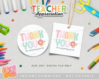 Teacher Appreciation Tag, Printable Teacher Appreciation Tag, Thank You Teacher Gift Tag, School Favor Tag, Teacher Cookie Tag