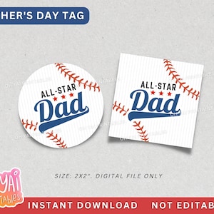 Vaderdagtag, afdrukbare vaderdagtag, Vaderdagcadeautag, You're an all star dad-tag, MVP-vadertag, sportvadertag, honkbaltag
