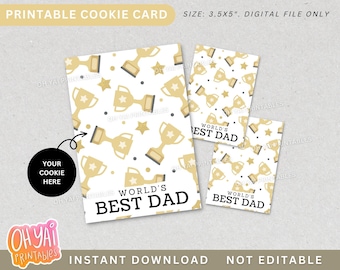 Father's Day Cookie Card, Printable Father's day cookie card, World's best dad card, Trophy Cookie Card, #1 dad card, Best dad Cookie Card