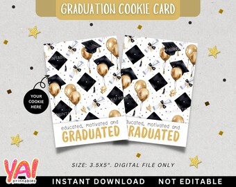 Graduation Cookie Card, Printable Graduation Cookie Card, Class of 2025 Cookie Card, Congrats Grad Cookie Card