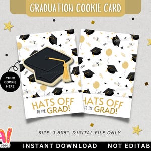 Carte de cookie de remise des diplômes, carte de cookie imprimable de remise des diplômes, carte de cookie de la classe de 2025, carte de cookie félicitations diplômé