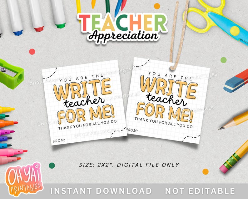 Teacher Appreciation Tag, Printable Teacher Appreciation Tag, Thank You ...