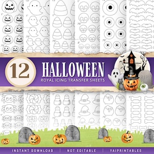 Halloween Royal Icing Transfer Sheets, Halloween RI Transfer Sheets, Transfer Sheet Bundle Set of 12
