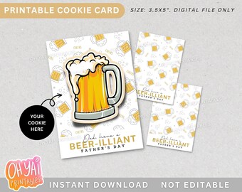 Father's Day Cookie Card, Father's Day Beer Cookie card, Beer cookie card, Have a Beer-illiant Father's Day Card