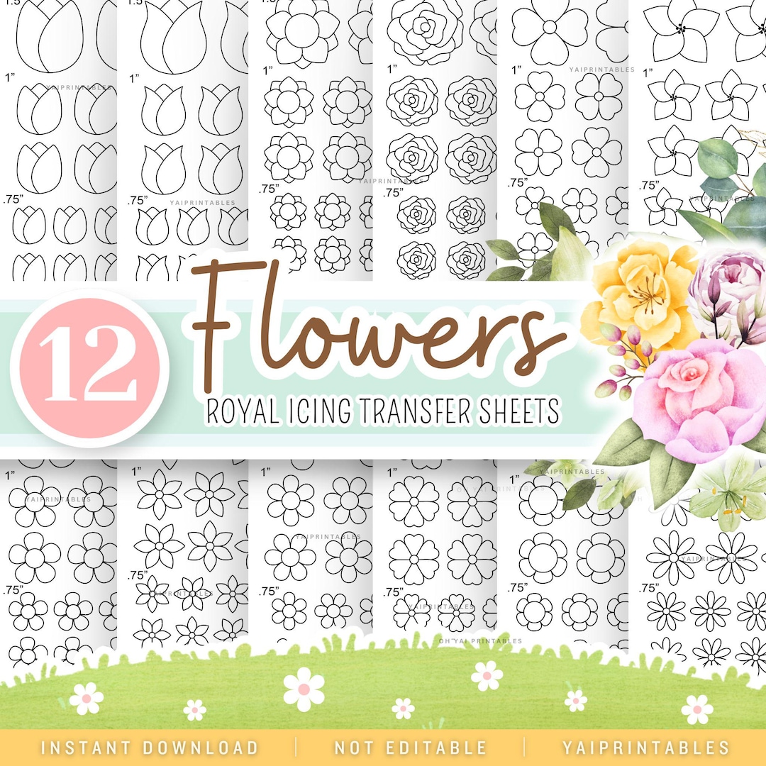 Flowers Royal Icing Transfer Sheets, Flowers RI Transfer Sheets ...