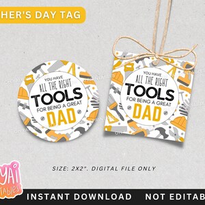 Vaderdagtag, afdrukbare Vaderdagtag, Vaderdagcadeautag, Tools-tag, You have all the right tools-tag, Cookies-tag, Treats-tag