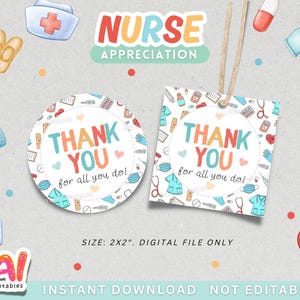 Nurse Appreciation Tag, Printable Nurse Appreciation Tag, Thank You Nurses Gift Tag, Happy Nurses Week Gift Tag, Nurse Gift Tag