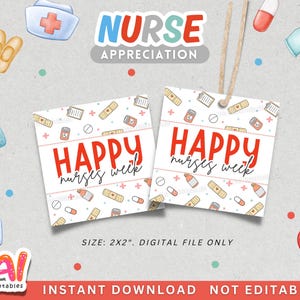 Nurse Appreciation Tag, Printable Nurse Appreciation Tag, Thank You Nurses Gift Tag, Happy Nurses Week Gift Tag, Nurse Gift Tag