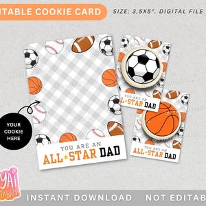 Vatertags-Cookie-Karte, du bist ein All-Star-Dad-Cookie-Karte, Ball-Cookie-Karte, All-Star-Dad-Karte, druckbare Vatertags-Cookie-Karte