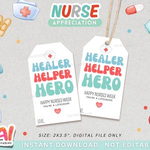 Nurse Appreciation Tag, Printable Nurse Appreciation Tag, Thank You Nurses Gift Tag, Happy Nurses Week Gift Tag, Nurse Gift Tag