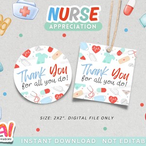 Nurse Appreciation Tag, Printable Nurse Appreciation Tag, Thank You Nurses Gift Tag, Happy Nurses Week Gift Tag, Nurse Gift Tag