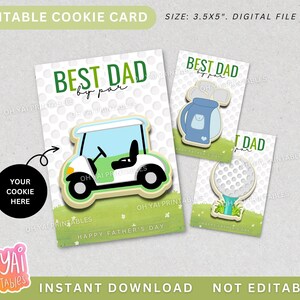 Biglietto biscotto per la festa del papà, biglietto biscotto da golf, biglietto "Best Dad by Par", biglietto golf per la festa del papà, biglietto biscotto da golf cart, biglietto pallina da golf