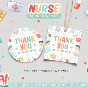 Nurse Appreciation Tag, Printable Nurse Appreciation Tag, Thank You Nurses Gift Tag, Happy Nurses Week Gift Tag, Nurse Gift Tag