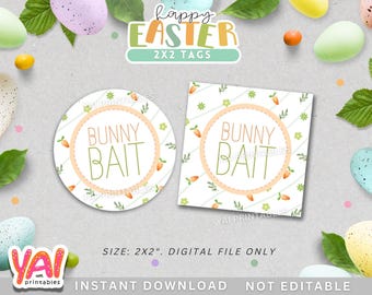 Printable Bunny Bait Tag, Printable Easter Treats Tag, Round Easter Tag, Happy Easter Tag, Easter Favor Tag, Easter Gift Tag, Easter Egg Tag