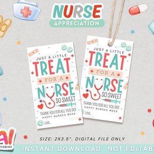 Nurse Appreciation Tag, Printable Nurse Appreciation Tag, Thank You Nurses Gift Tag, Happy Nurses Week Gift Tag, Nurse Gift Tag