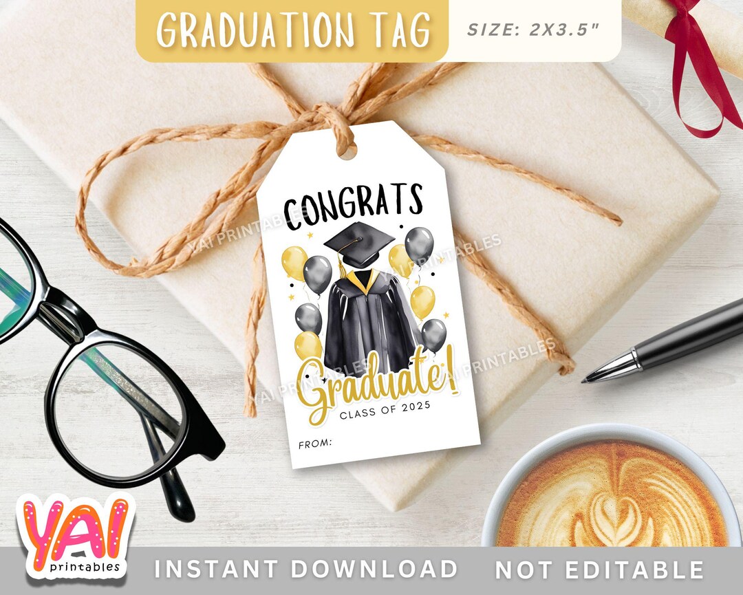 Printable Graduation Tag, Graduation Gift Tag, Class of 2025 Gift Tag ...