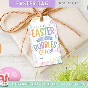 Afdrukbare Easter Bubbles-tag, afdrukbare paastag, Easter Bubbles-tag, Easter Kids-tag, Easter Favor-tag, paascadeautag