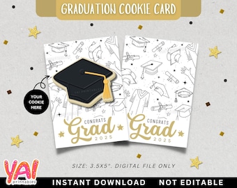 Graduation Cookie Card, Printable Graduation Cookie Card, Class of 2025 Cookie Card, Congrats Grad Cookie Card