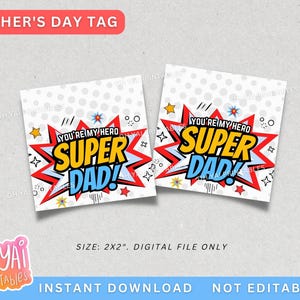 Vatertagsanhänger, Superhelden-Dad-Tag, bedruckbares Vatertags-Tag, Vatertagsgeschenkanhänger, Super Dad-Tag, Du bist mein Held-Tag, Superheld-Tag