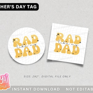 Étiquette fête des pères, étiquette papa Rad, étiquette imprimable fête des pères, étiquette cadeau fête des pères, étiquette Rad comme mon père, étiquette à biscuits Rad papa