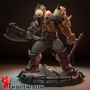 Garrosh Hellscream Figure | World of Warcraft Collectible | Hand Painted WoW Statue | Arthas with Frostmourne | Gamer Gift