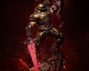 Doom Eternal Slayer Figure With Led Light - Doomguy Statue - Doom The Dark Ages Figure