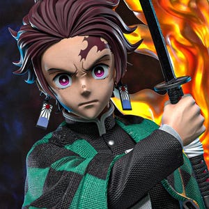Tanjiro Statue | Demon Slayer | Anime 3D Printed Collectible | Anime Figures Full Painted