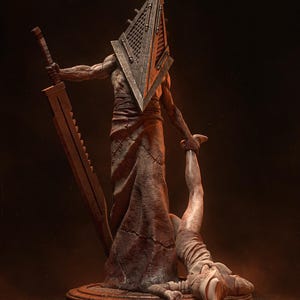 Pyramid Head Figure | Silent Hill Collectible | Horror Game Fan Art Statue | Hand Painted Figurine | Psychological Horror Gamer Gift