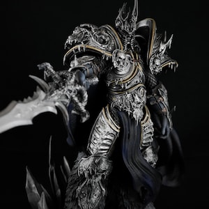 Lich King Figure | World of Warcraft Collectible | Hand Painted WoW Statue | Arthas with Frostmourne | Gamer Gift