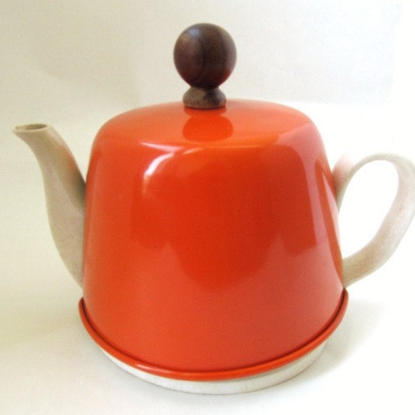 Vintage Tea Pot with Orange Warming Cover Cozy