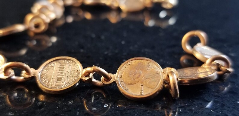Penny Copper Link Bracelet 1964 Pennies Lincoln United States Coin
