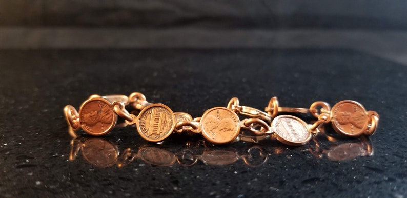 Penny Copper Link Bracelet 1964 Pennies Lincoln United States Coin