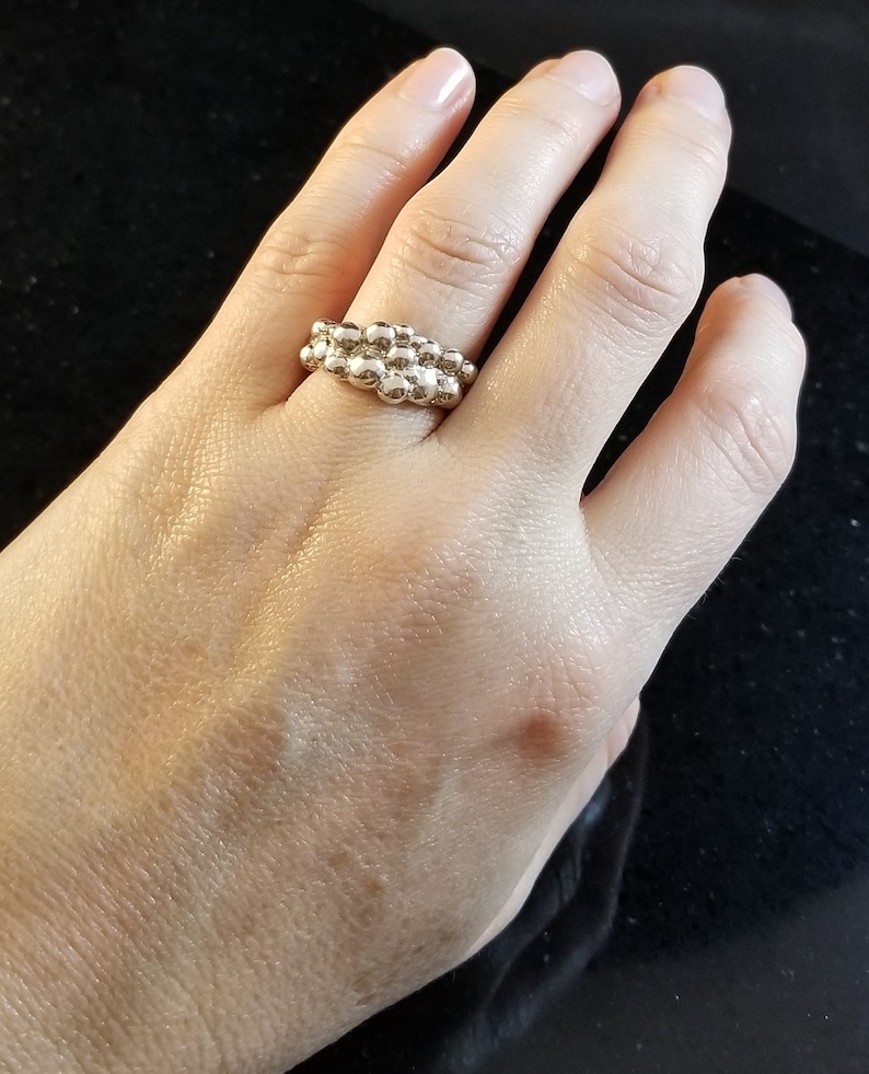 Sterling Silver Ring Bubbles Texture Unique Band
