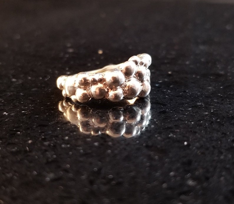 Sterling Silver Ring Bubbles Texture Unique Band