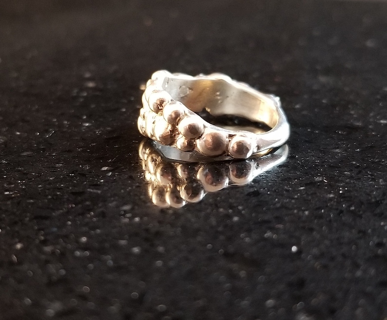 Sterling Silver Ring Bubbles Texture Unique Band