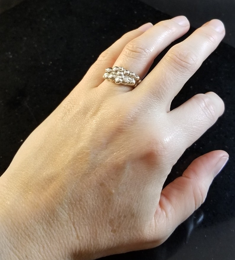 Sterling Silver Ring Bubbles Texture Unique Band
