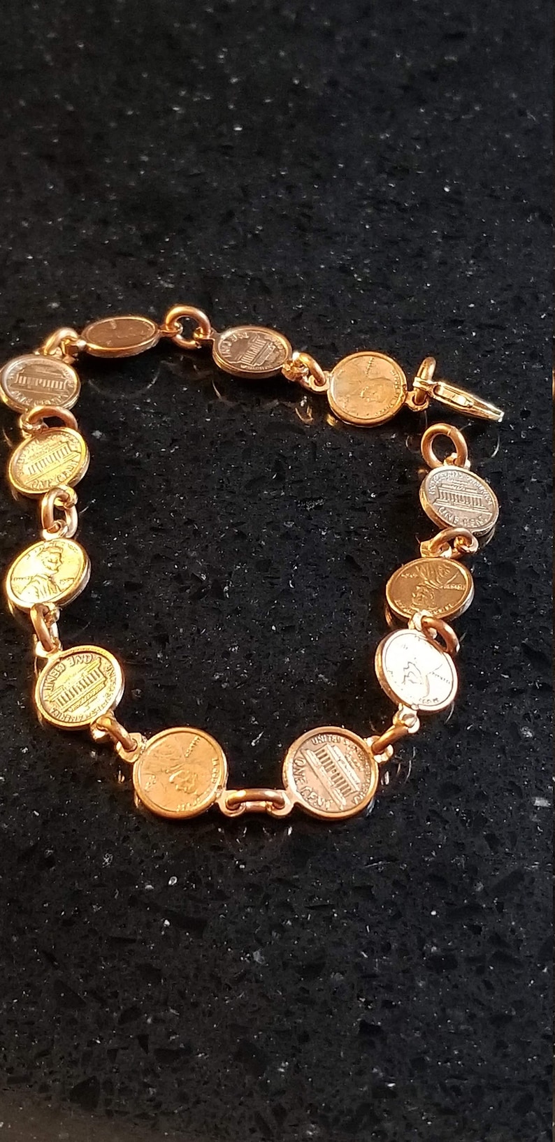 Penny Copper Link Bracelet 1964 Pennies Lincoln United States Coin