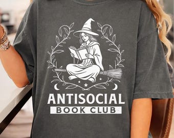 Vintage 90s Anti Social Book Club Shirt, Dark Academia Reader Tee Gift for Introverts