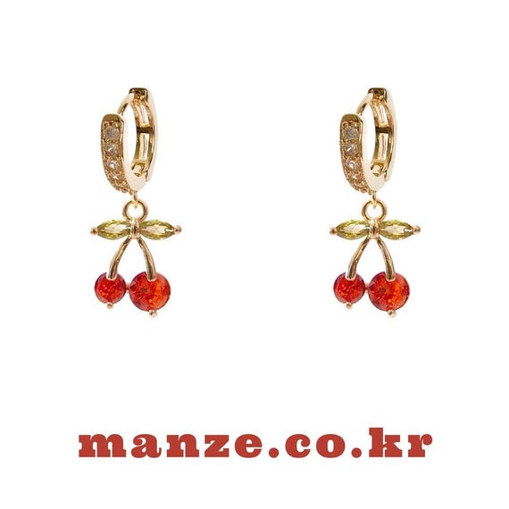 Orecchini A Forma Di Ciliegia Per Donna - Borchie Rosse In Rame E Acciaio Inox, Delicati Gioielli Frutta, Idea Regalo Compleanno E Anniversario