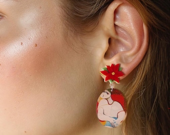 Pendientes Sueño de Picasso – Flor Roja, regalo para amantes del arte