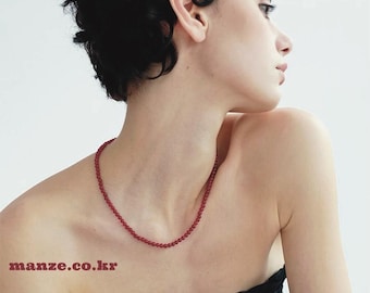 Collar de cornalina hecho a mano, piedra preciosa roja granada, acero quirúrgico