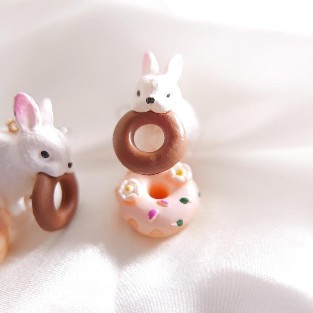 Rabbit Donut Charm Drop Jewelry, Pastel Dessert Inspired Dangle ...