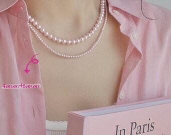 Collar de perlas rosas Rosaline, cristal de Swarovski, plata de ley, lágrimas de sirena