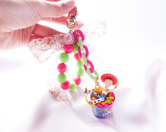Llavero de Jessie de Toy Story, abalorio colorido para bolso, regalo de coleccionista