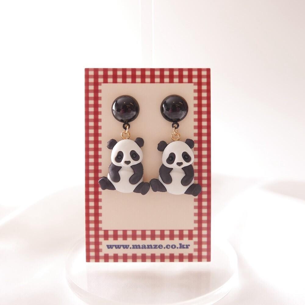 Panda Earrings Cute Handmade Panda Bear Earrings with 925 Sterling Silver Posts, Adorable Animal Jewelry