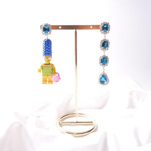 Marge Simpson Earrings, Pop Style, Gift for Her, Cartoon Earrings, Blue Statement Jewelry, Fun Earrings, The Simpsons
