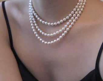 Collar largo de perlas Mademoiselle, joyería de estilo atemporal, accesorio minimalista, joyería elegante para ella