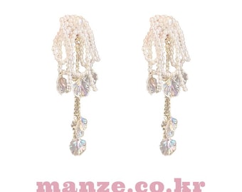 Pendientes colgantes de perlas y mariscos, dijes iridiscentes, plata de ley o con cierre de clip.