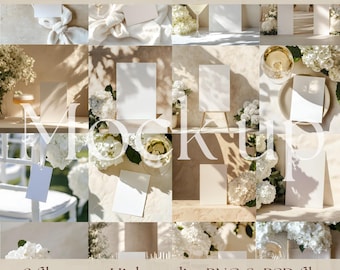Wedding stationary mock up bundle hydrangea | PSD & PNG Files | Photoshop | Photopea | wedding | Signage | Minimal | Ribbon