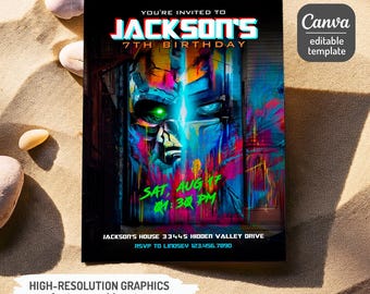 Printable invite, Transformers Rise of the Beasts Birthday Invitation, Optimus Prime invite, Autobots party, editable Bumblebee invitation